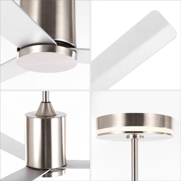 Levi 52" 1-Light Contemporary Minimalist 6-Speed Iron Height Adjustable Integrated LED Ceiling Fan with Remote